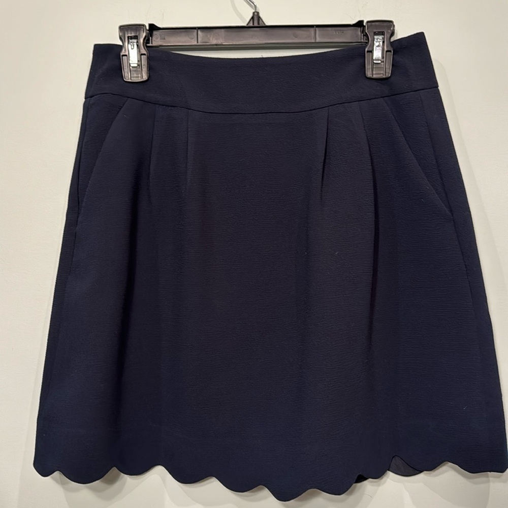 LOFT Navy A-Line Scallop Hem Skirt
